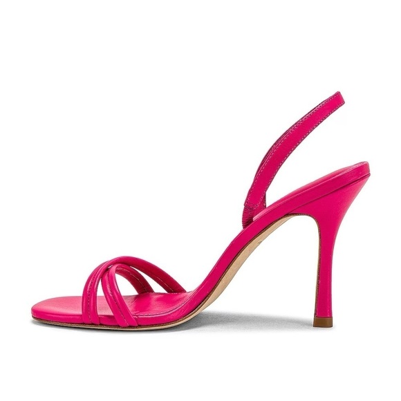 NWOB Larroude Annie Slingback High Heel Sandals in Bright Pink Leather, 6.5 - Picture 15 of 15